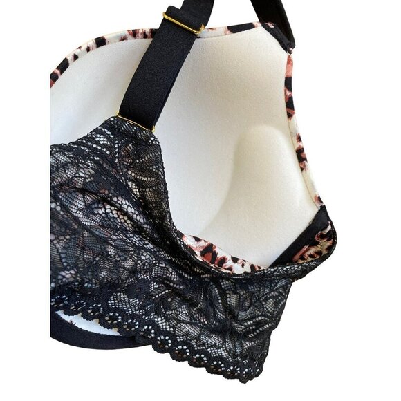 Leopard Plus Size Plunge Push Up Bra 46DDD=46F - Picture 5 of 6